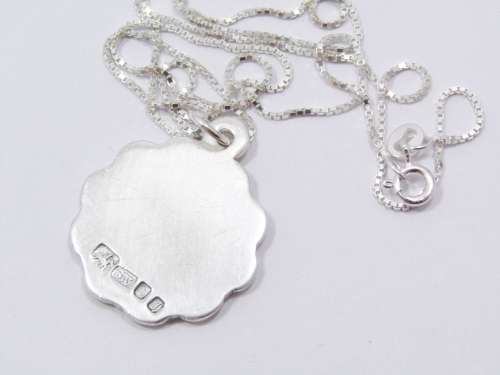 A Gorgeous Vintage  Detailed St Cristopher Pendant on Chain in Sterling Silver