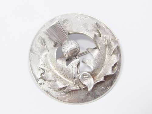 Antique Sterling Silver Scottish Thistle Brooch