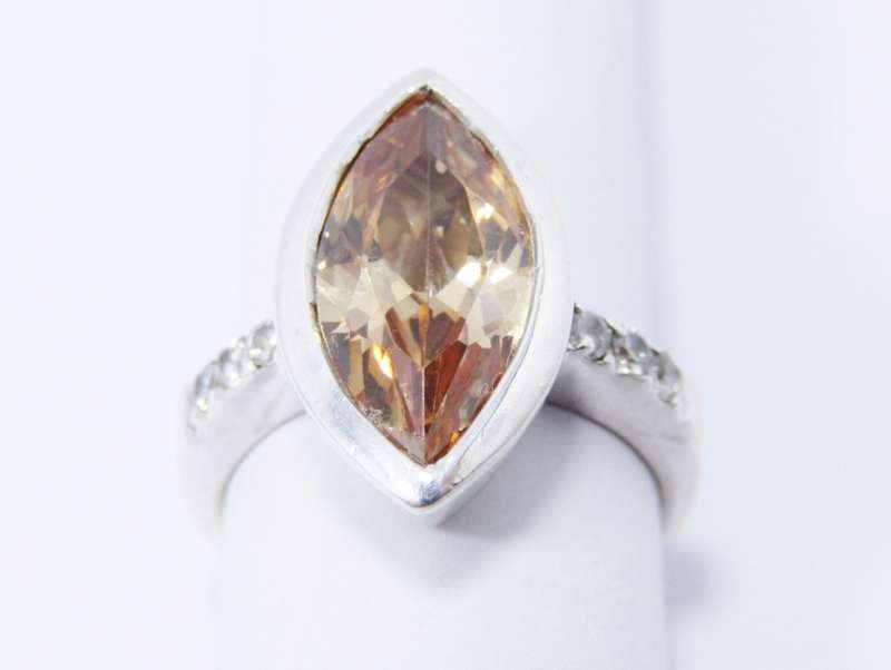 A Gorgeous Chunky Marquise Cut Zirconia Ring in Sterling Silver.