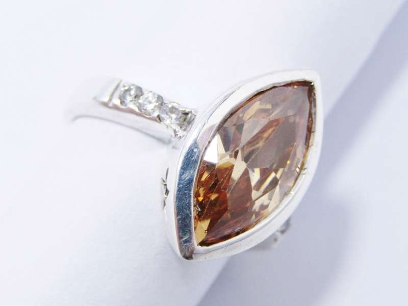 A Gorgeous Chunky Marquise Cut Zirconia Ring in Sterling Silver.