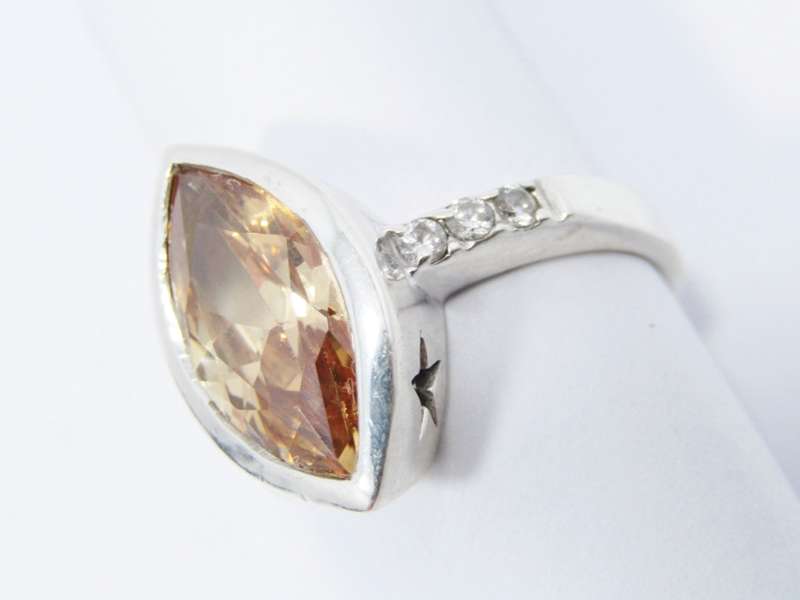 A Gorgeous Chunky Marquise Cut Zirconia Ring in Sterling Silver.