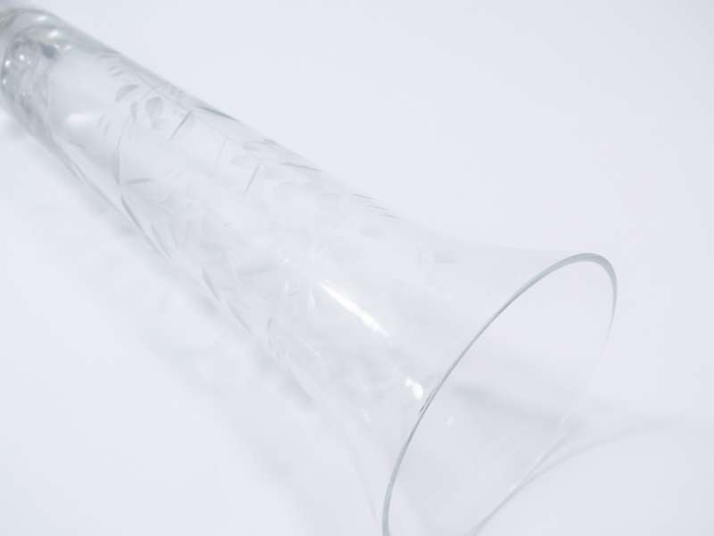 Beautiful, Vintage Tall Cut Glass & Sterling Silver Trumpet Vase