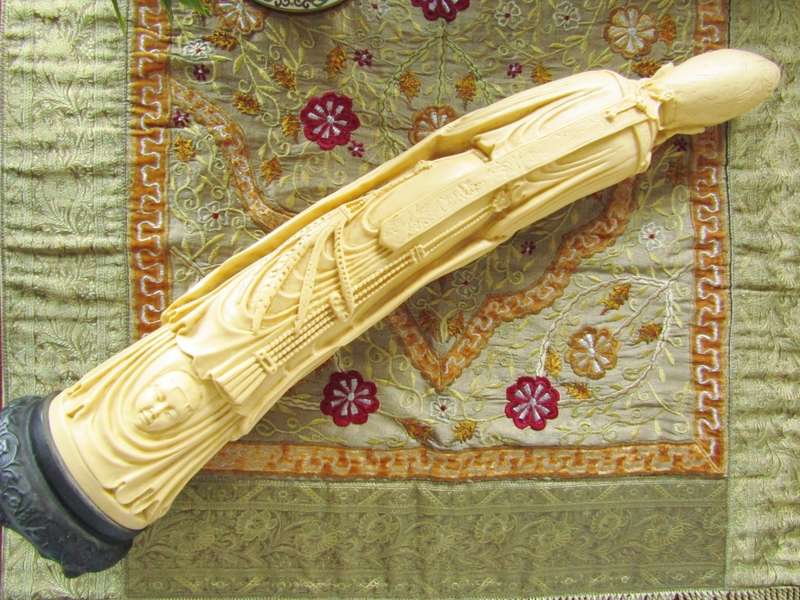 Huge Oriental Decorative Moulded Figural Tusk