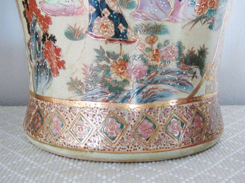 Huge Pair of Decorative Oriental Satsuma-Style Ginger Jars