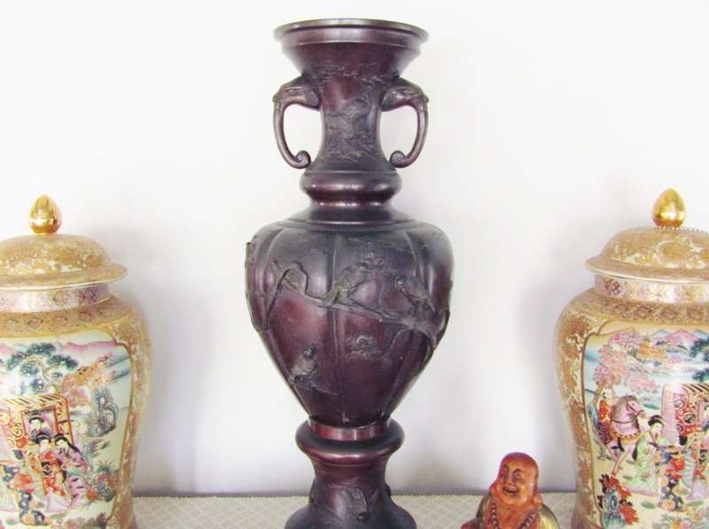 Stunning! Huge Early 20th-Century Meiji Japanese Bronze Vase