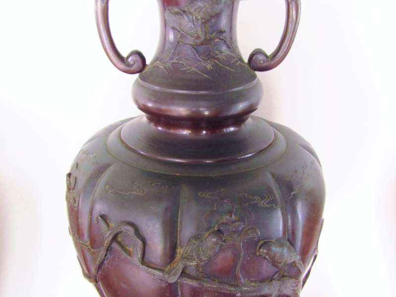 Stunning! Huge Early 20th-Century Meiji Japanese Bronze Vase