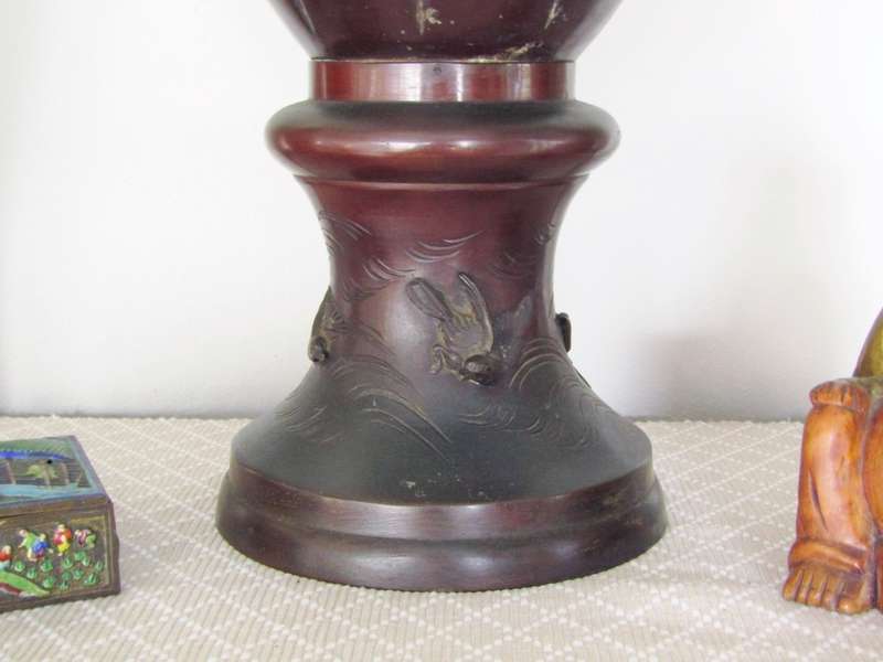 Stunning! Huge Early 20th-Century Meiji Japanese Bronze Vase