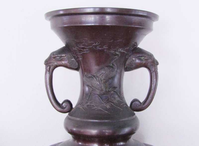 Stunning! Huge Early 20th-Century Meiji Japanese Bronze Vase