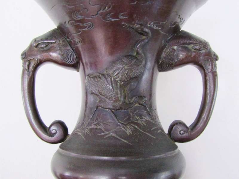 Stunning! Huge Early 20th-Century Meiji Japanese Bronze Vase