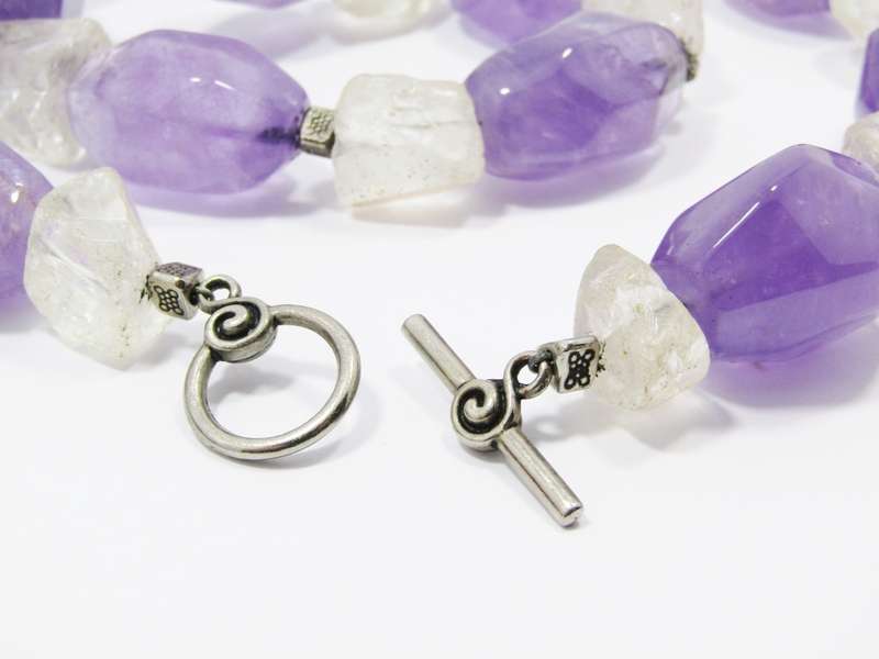 A Gorgeous Chunky Amethyst And Clear Rock Crystal Necklace