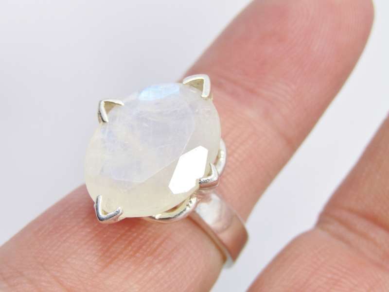 A Gorgeous Chunky Solitaire  Moonstone Ring in Sterling Silver.