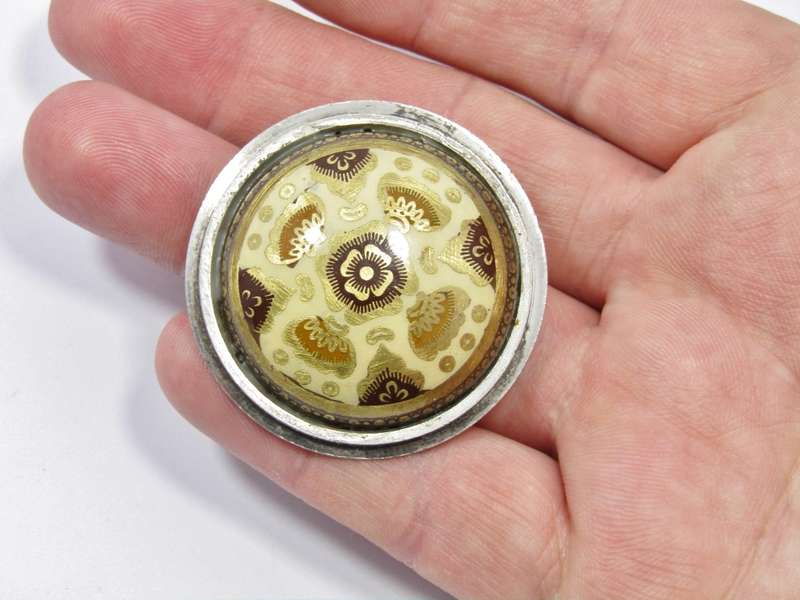 HUGE Antique Satsuma Porcelain in Costume Jewellery Ring