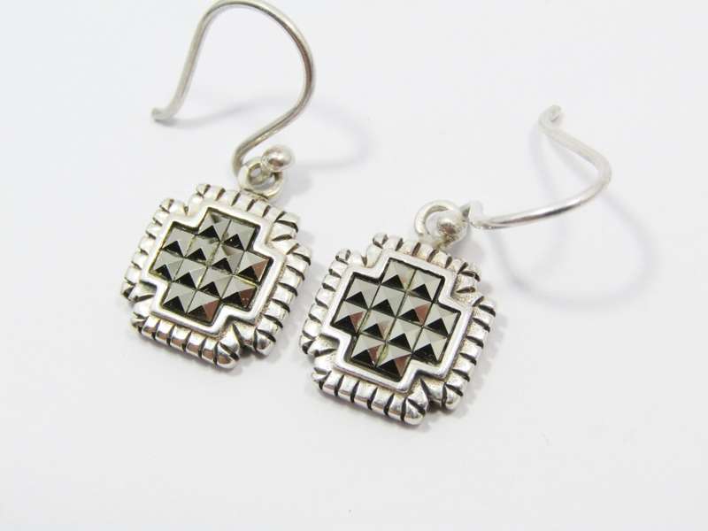 A Gorgeous Pair of Marcasite Dangling Earrings in Sterling Silver