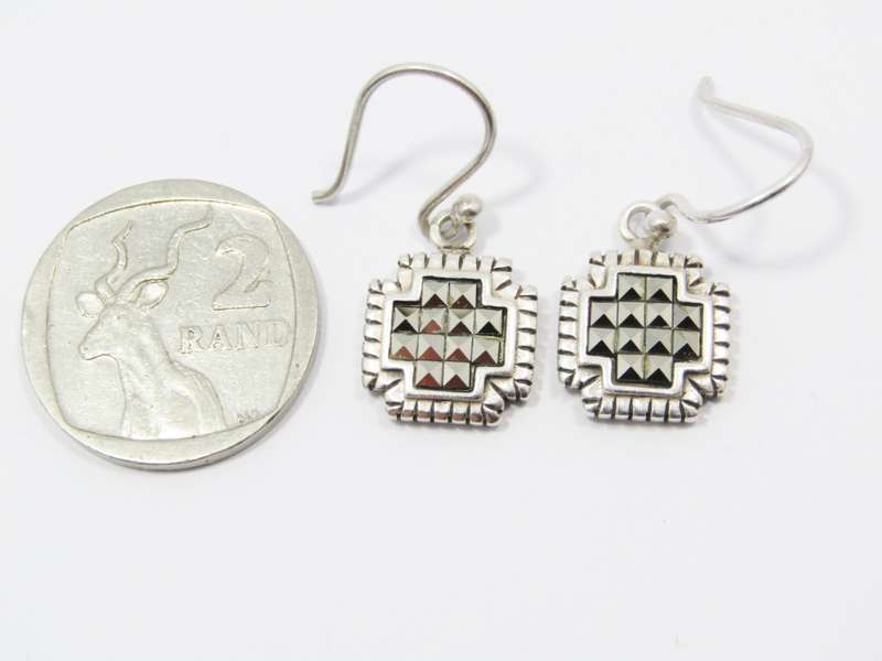 A Gorgeous Pair of Marcasite Dangling Earrings in Sterling Silver
