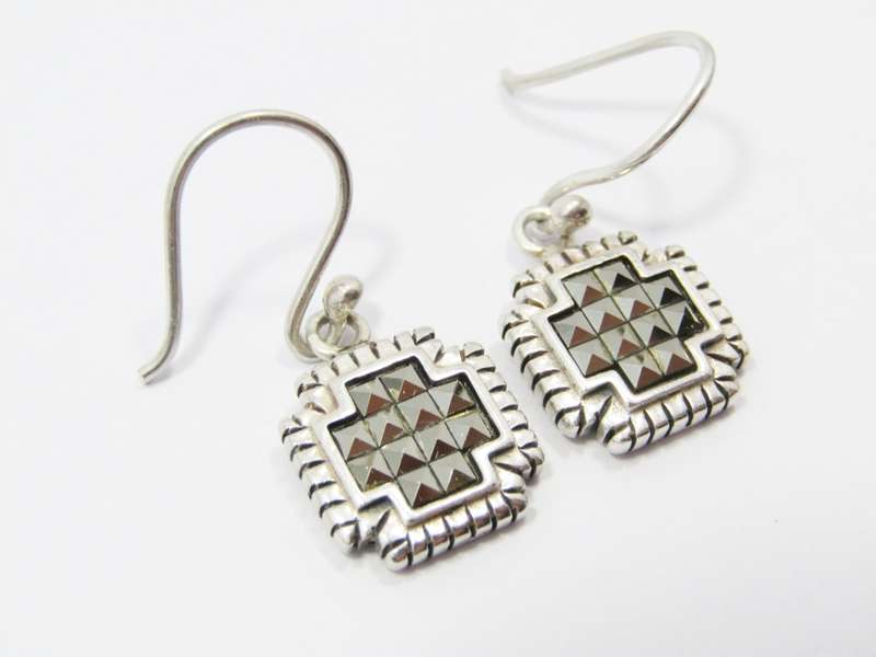 A Gorgeous Pair of Marcasite Dangling Earrings in Sterling Silver