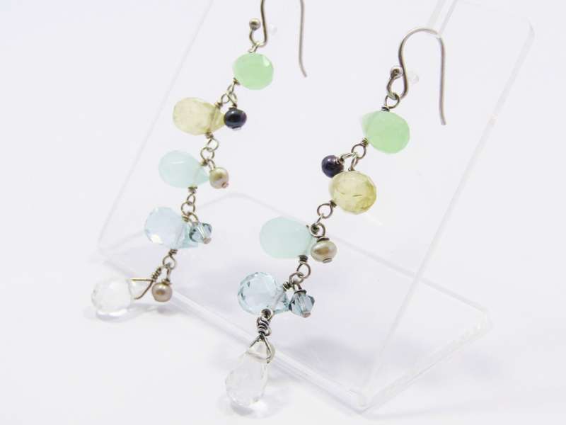 A Gorgeous Pair of Gemstone Dangling Earrings in Sterling Silver