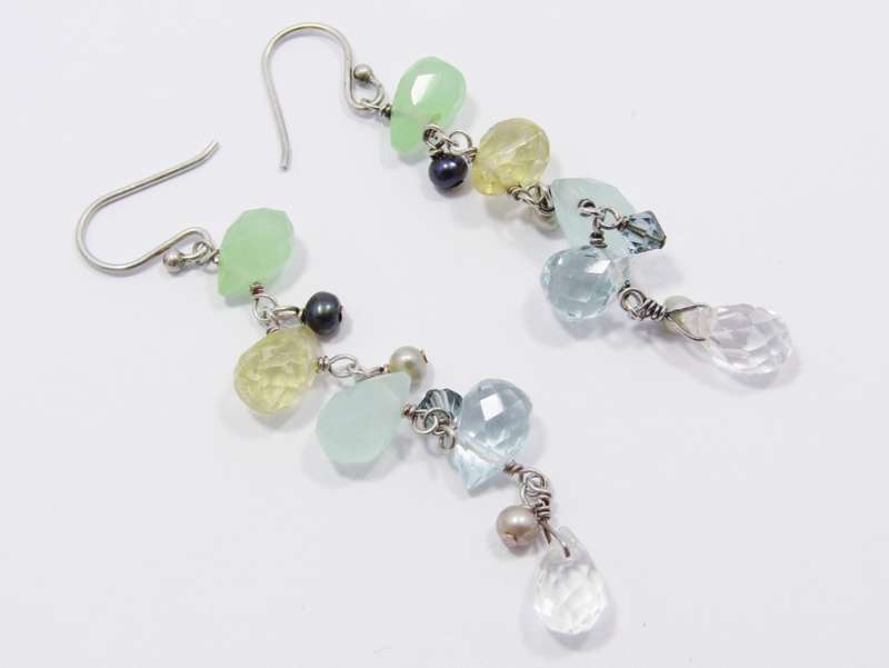 A Gorgeous Pair of Gemstone Dangling Earrings in Sterling Silver