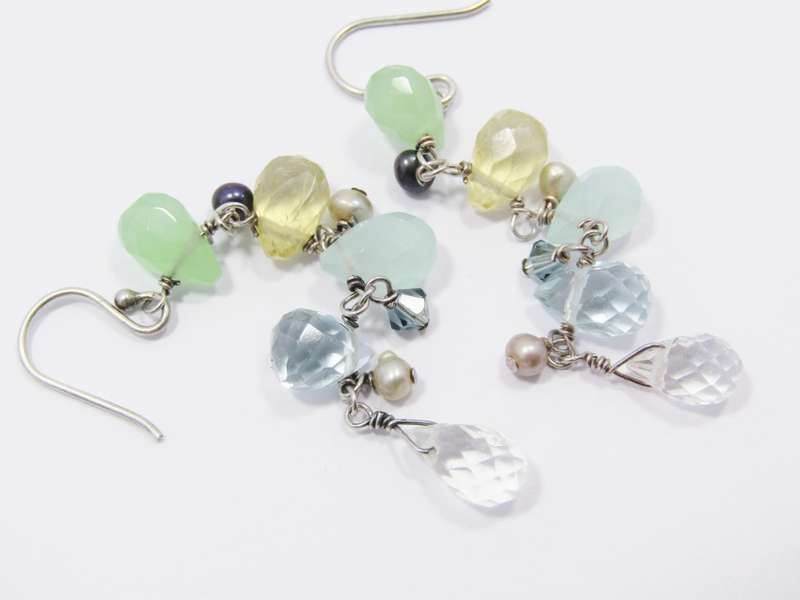 A Gorgeous Pair of Gemstone Dangling Earrings in Sterling Silver