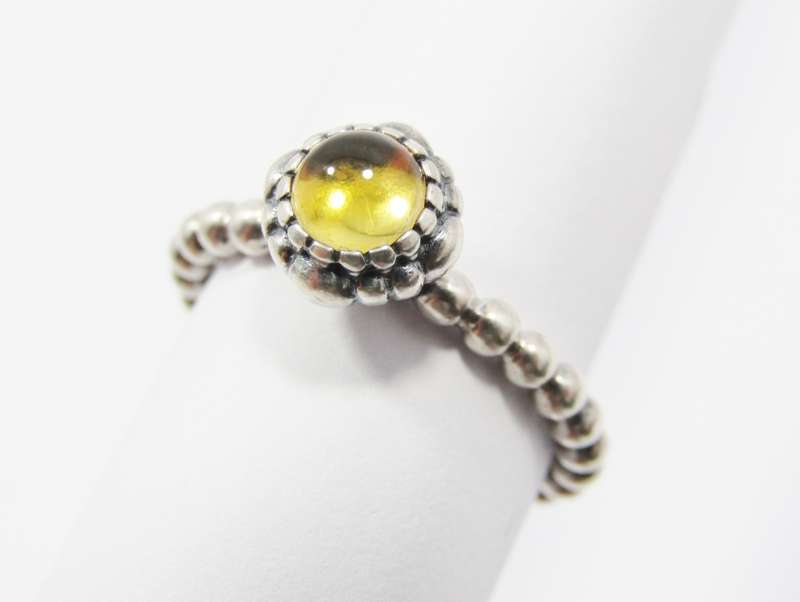 A Lovely Yellow Stone Pandora Stack  Ring in Sterling Silver.