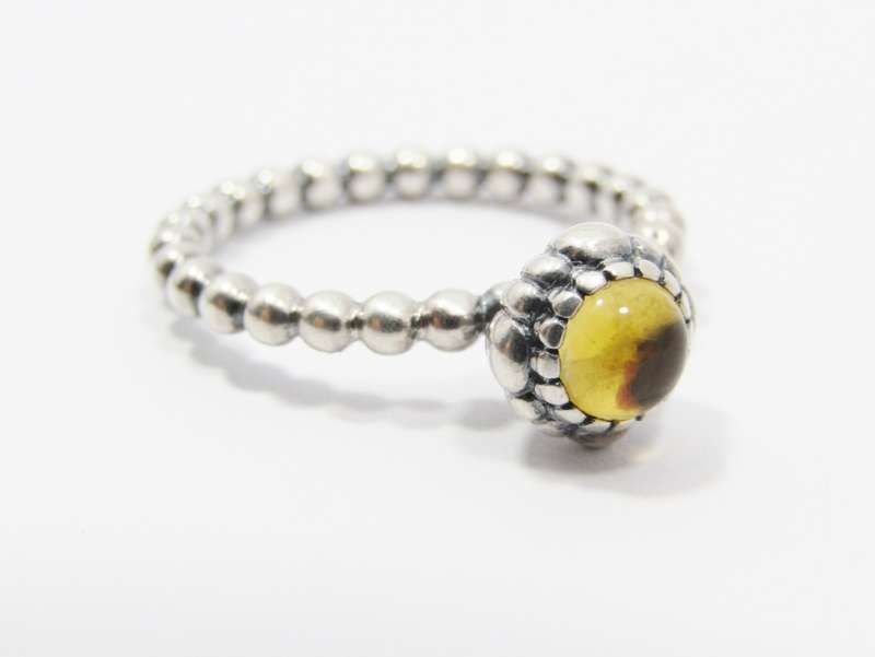 A Lovely Yellow Stone Pandora Stack  Ring in Sterling Silver.