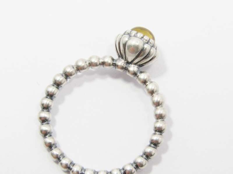 A Lovely Yellow Stone Pandora Stack  Ring in Sterling Silver.