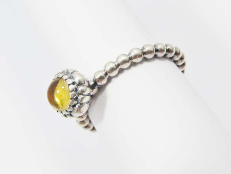 A Lovely Yellow Stone Pandora Stack  Ring in Sterling Silver.