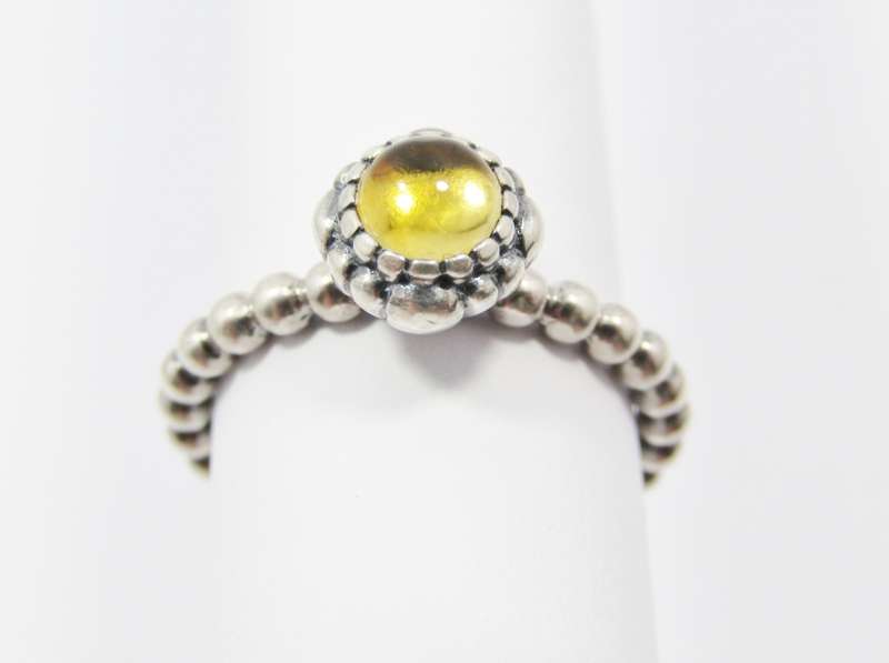 A Lovely Yellow Stone Pandora Stack  Ring in Sterling Silver.