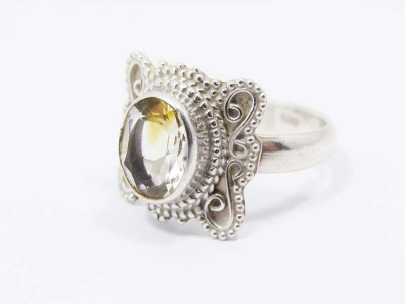 A Lovely Two Tone Citrine Boho Ring in Sterling Silver.