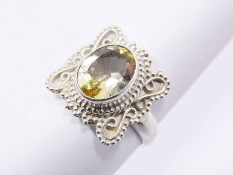 A Lovely Two Tone Citrine Boho Ring in Sterling Silver.