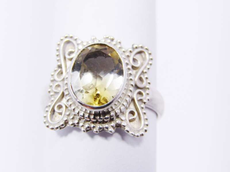 A Lovely Two Tone Citrine Boho Ring in Sterling Silver.