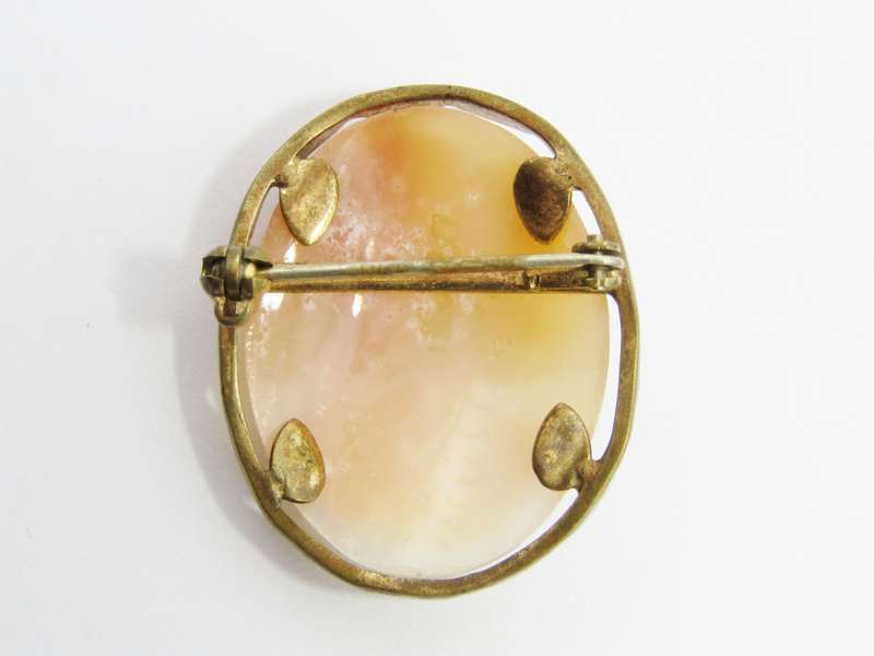 A Gorgeous Gold Tone Vintage Carved Cameo Brooch