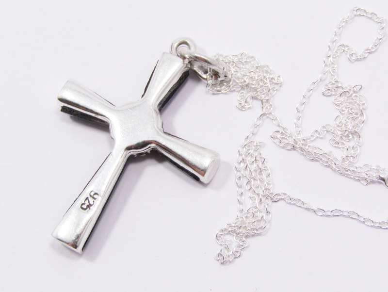 A Stunning Onyx Cross With Marcasite`s On Chain in Sterling Silver