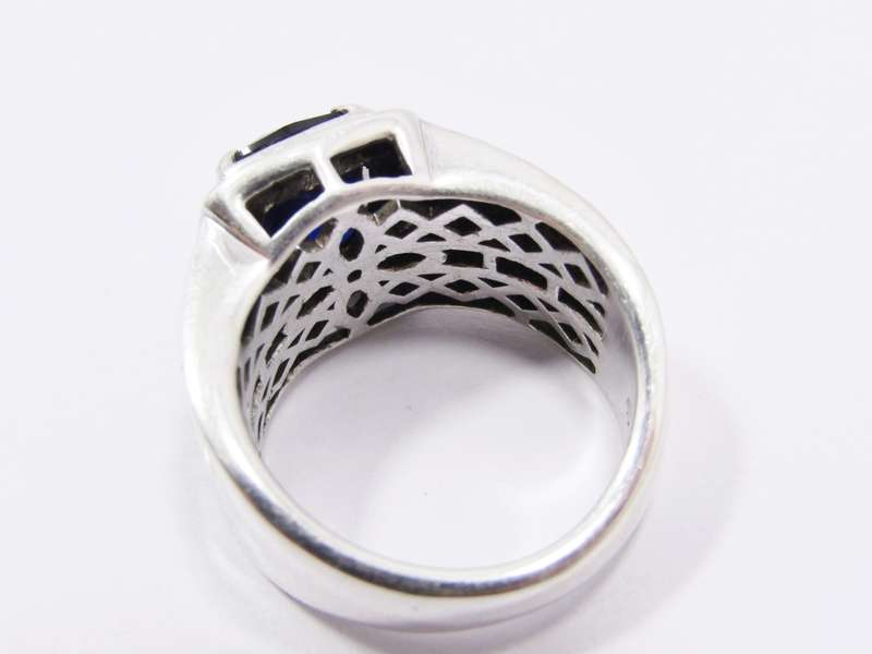 A Beautiful Broad Blue Zirconia Ring in Sterling Silver