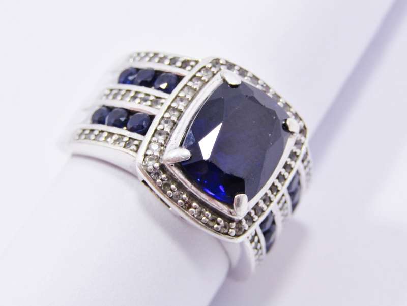 A Beautiful Broad Blue Zirconia Ring in Sterling Silver