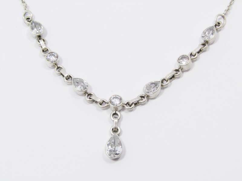 A Stunning Clear Crystal Necklace in Sterling Silver