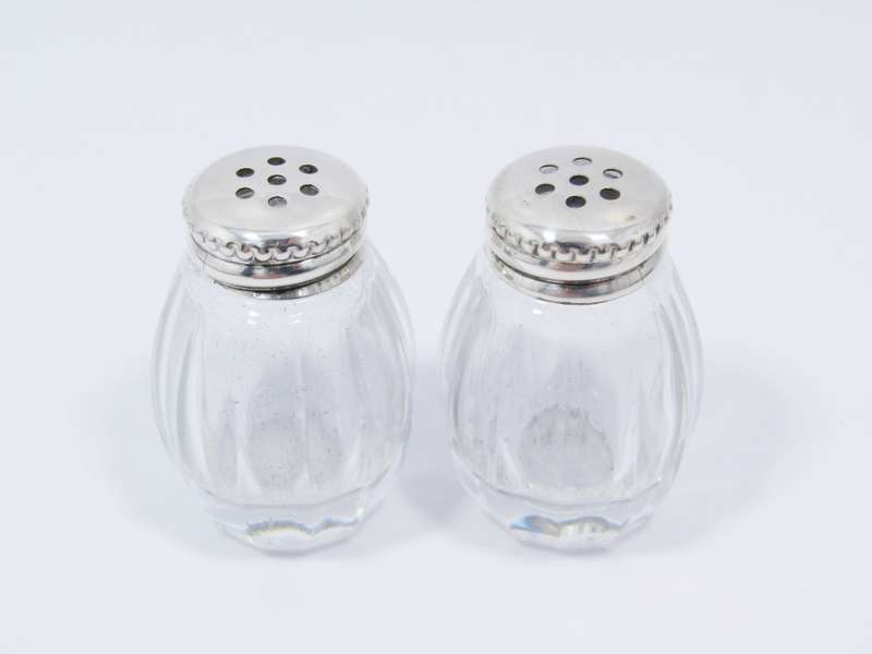 Vintage Novelty Sterling Silver & Glass Salt/Pepper Pots