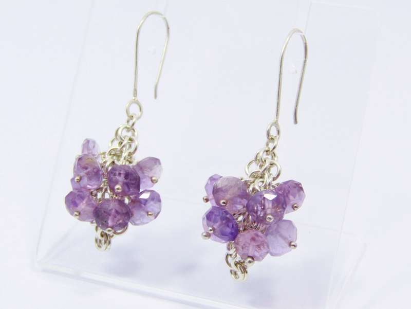 Lovely Dangling Amethyst & Sterling Silver Drop Earrings