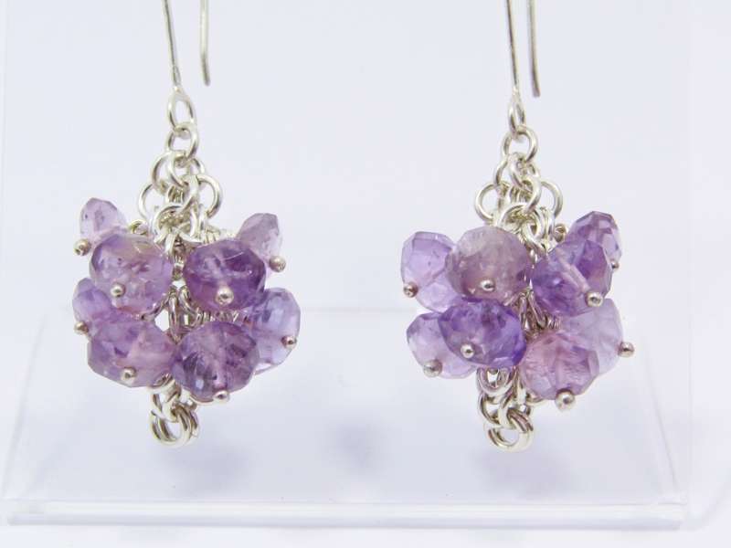 Lovely Dangling Amethyst & Sterling Silver Drop Earrings