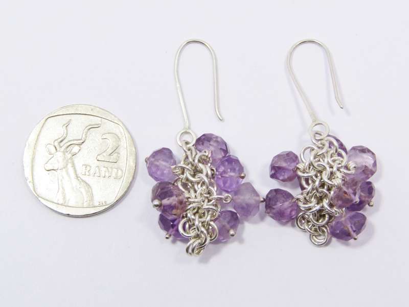 Lovely Dangling Amethyst & Sterling Silver Drop Earrings