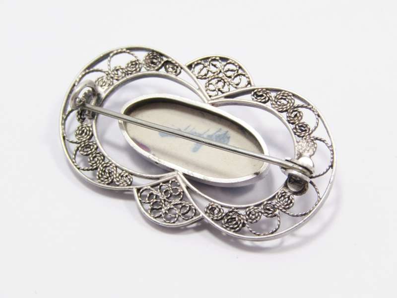 A Stunning Vintage Delft Brooch in Silver
