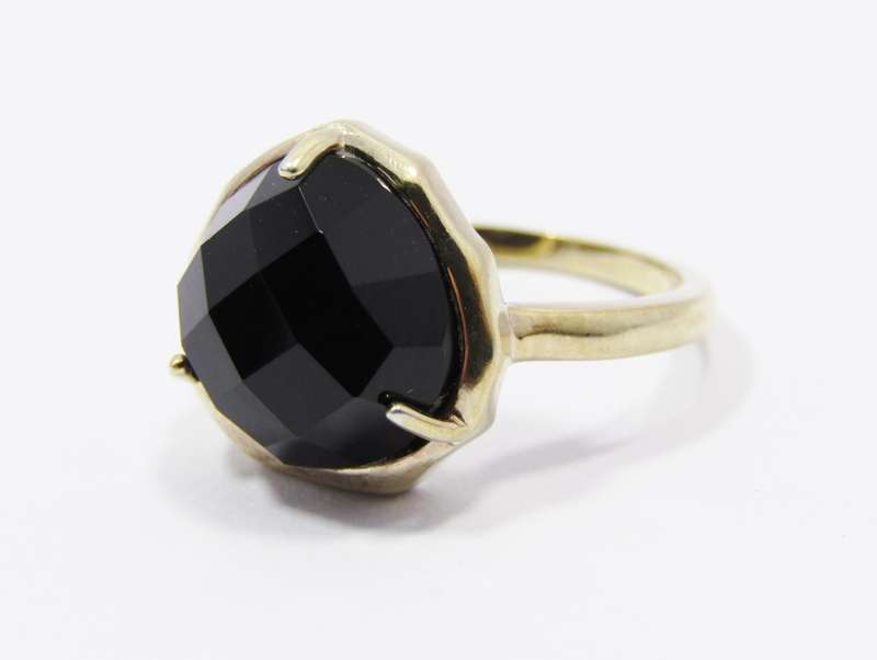 A beautiful Gold Gilt Over Sterling Silver Facetted Onyx Ring