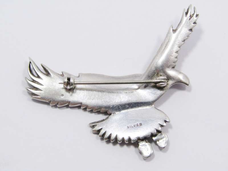An Amazing Medium Size Eagle in Flight Brooch With Marcasite`s in Sterling Silver