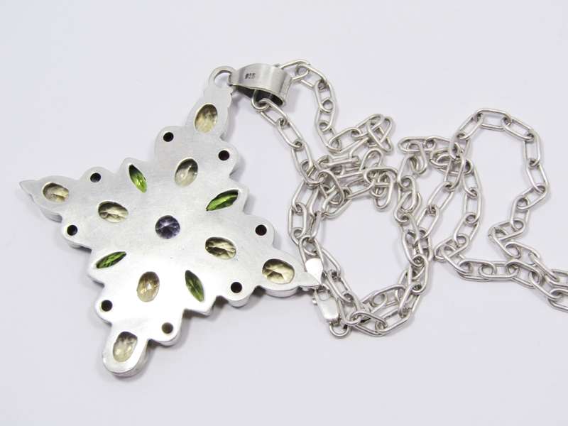 A Gorgeous Huge Gemstone Pendant on Chain in Sterling Silver
