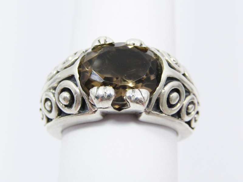 A Lovely Chunky Smoky Quartz Ring in Sterling Silver.