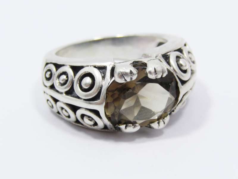 A Lovely Chunky Smoky Quartz Ring in Sterling Silver.
