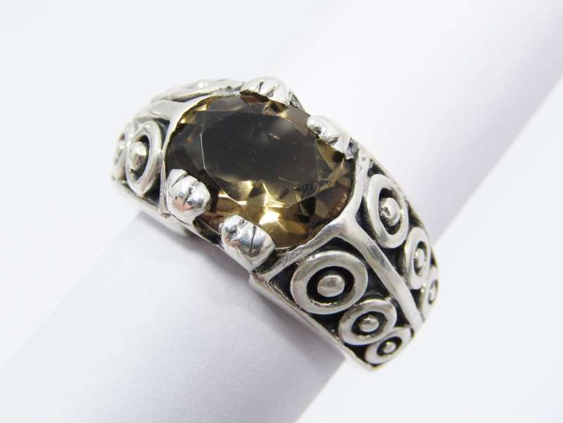 A Lovely Chunky Smoky Quartz Ring in Sterling Silver.