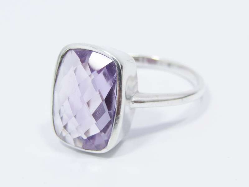 A Gorgeous Facetted Light Amethyst Ring in Sterling Silver.