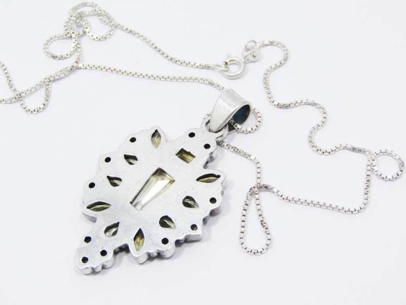 A Stunning Huge Citrine Gemstone Pendant on Chain in Sterling Silver.