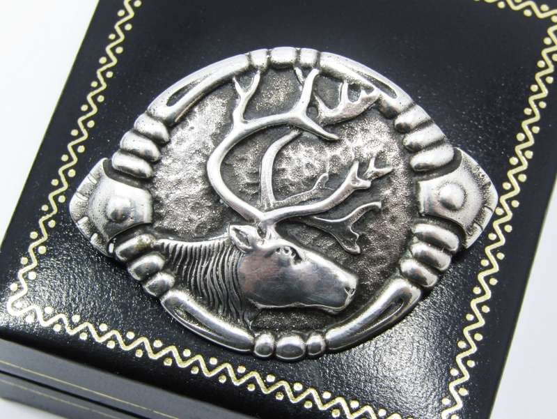 Vintage Scandinavian Silver Stag/Elk Brooch