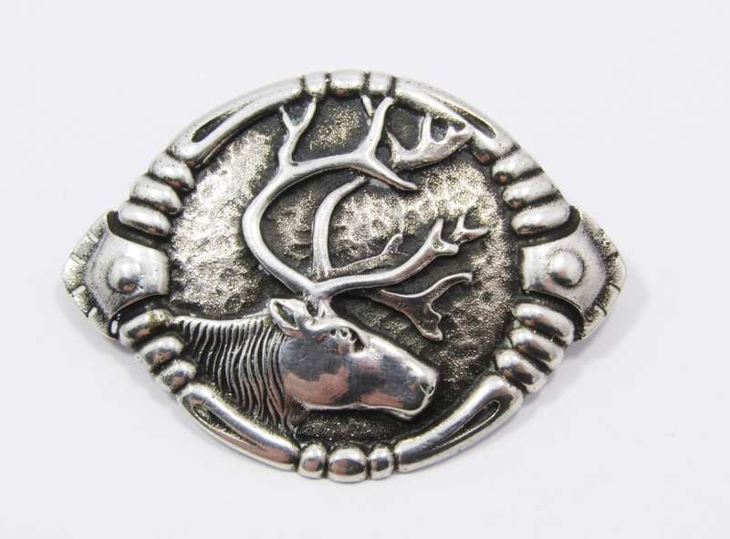 Vintage Scandinavian Silver Stag/Elk Brooch